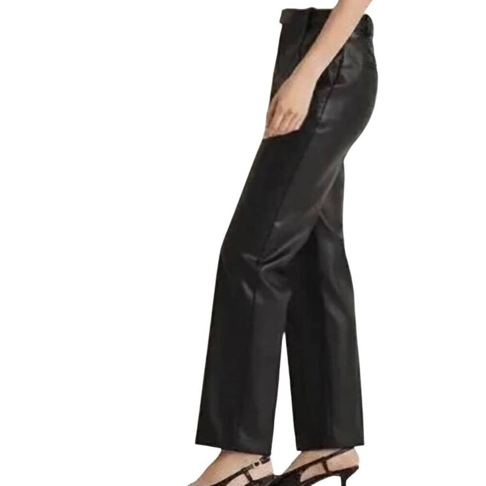 Madewell x Aimee Song Pants Women's 0 Black Vegan Leather Slim Taper
